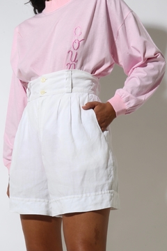 shorts linho cintura mega alta vintage - comprar online
