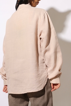 camisa bordada 100 % rami manga bufante - Capichó Brechó