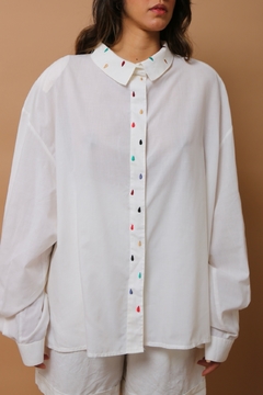 camisa alfaiataria vintage bordada gotas na internet