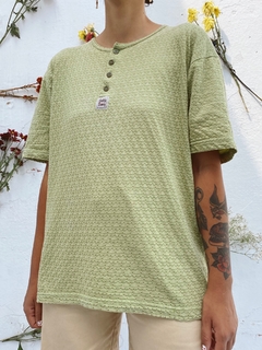 blusa textura verde abacate botões vintage - comprar online