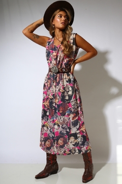 vestido estampa vintage colagem 80’s - loja online