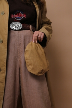 conjunto trench coat + boina vintage bege - loja online