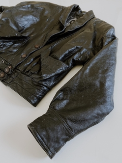 Imagem do jaqueta cropped couro legitimo cinto frente