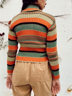 tricot gola alta listras color vintage - Capichó Brechó