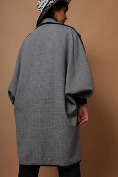 casaco capa xadrez manga bufante forrado na internet