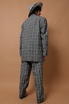 conjunto xadrez blazer + calça pantalona - loja online