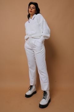 calça alfaiataria cintura alta branca - comprar online