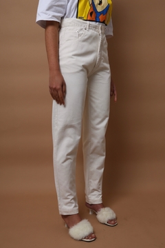 calça cintura alta creme jeans grosso vintage - comprar online