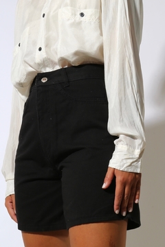 shorts jeans hamuche preto cintura alta - comprar online