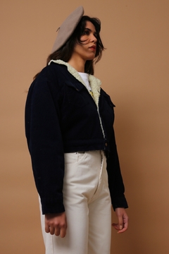 jaqueta veludo marinho forrada pelo fake - comprar online