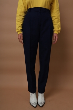 calça alfaiataria azul marinho cintura alta - comprar online