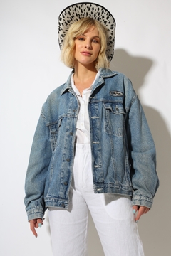 jaqueta jeans grossa manga bufante bordado - comprar online