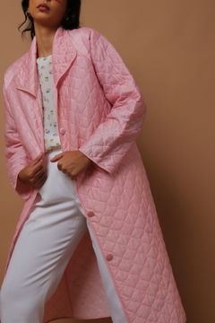 Robe matelasse rosa acetinado vintage - Capichó Brechó
