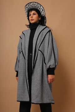 casaco capa xadrez manga bufante forrado - comprar online