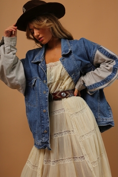 Jaqueta jeans bicolor ampla vintage - comprar online