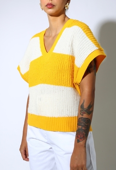 pulôver tricot gola V listras vintage - comprar online