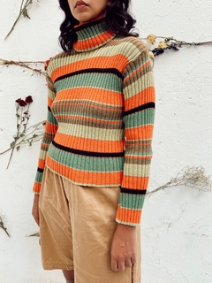 tricot gola alta listras color vintage na internet