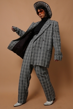 Imagem do conjunto xadrez blazer + calça pantalona