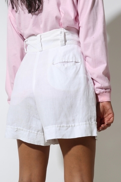 shorts linho cintura mega alta vintage na internet