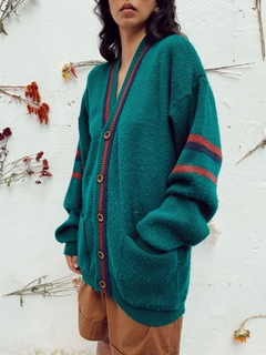tricot manga bufante grosso verde listras - comprar online