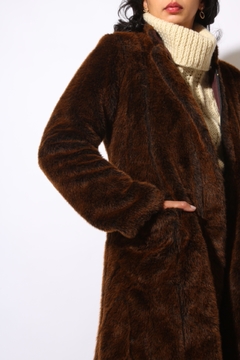 casaco pelo fake longo todo forrado 70's - loja online
