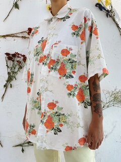 camisa estampa flores off white vintage - comprar online