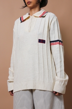 tricot marinheiro textura gola vintage - comprar online