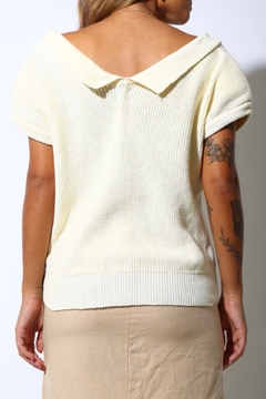 pulôver colete ombreira tricot off white na internet