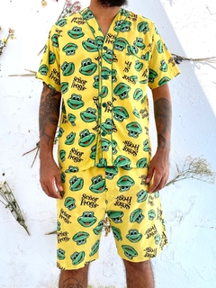 conjunto pijama sapo vintage bermuda + camisa na internet