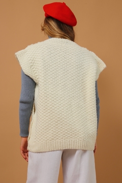 Pulôver tricot colete textura creme na internet