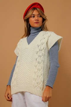 Pulôver tricot colete textura creme - comprar online