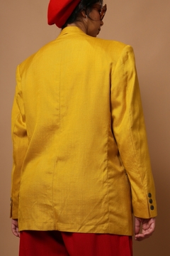 blazer linho com viscose amarelo ombreira na internet