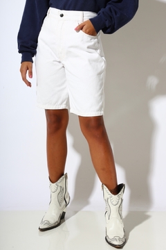 bermuda jeans branca cintura alta - comprar online