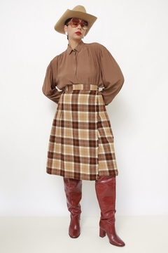 Saia kilt bege 100% lã - Capichó Brechó