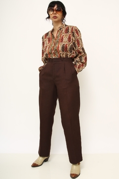 Calça cintura alta marrom vintage - comprar online