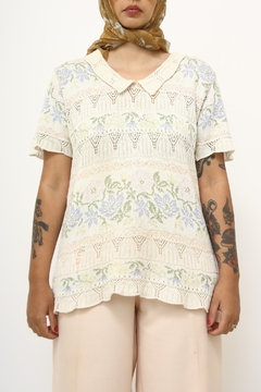 Imagem do Blusa tricot vintage golinha flores