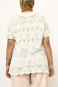 Blusa tricot vintage golinha flores - loja online