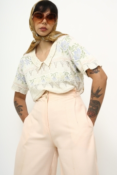 Blusa tricot vintage golinha flores - comprar online