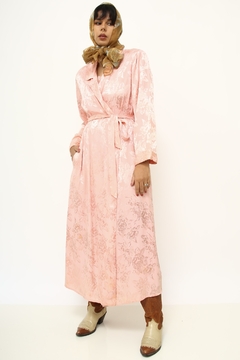 Robe rosa vintage longo ombreira - loja online