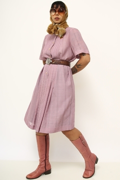 Vestido rosa listras VIGÊE vintage - loja online