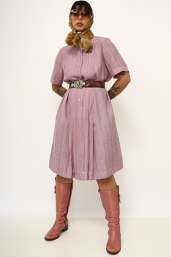 Vestido rosa listras VIGÊE vintage - comprar online