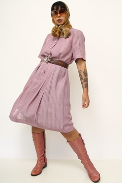 Vestido rosa listras VIGÊE vintage - loja online