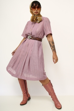 Vestido rosa listras VIGÊE vintage - comprar online