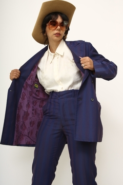 Conjunto roxo Blazer + Calça listras MAPPIN