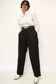 Calça cintura alta preta alfaiataria vintage - comprar online