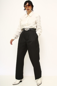Calça cintura alta preta alfaiataria vintage na internet