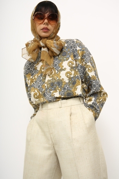 Camisa Swany vintage estampa mostarda - loja online