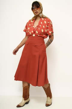 Camisa poa vintage estilo terninho levinha vermelha - Capichó Brechó