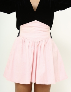 Saia cintura alta rosa vintage mini - comprar online