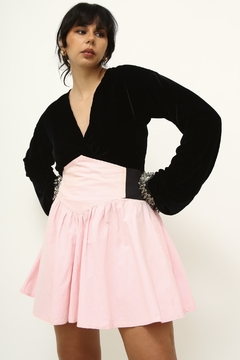 Imagem do Saia cintura alta rosa vintage mini